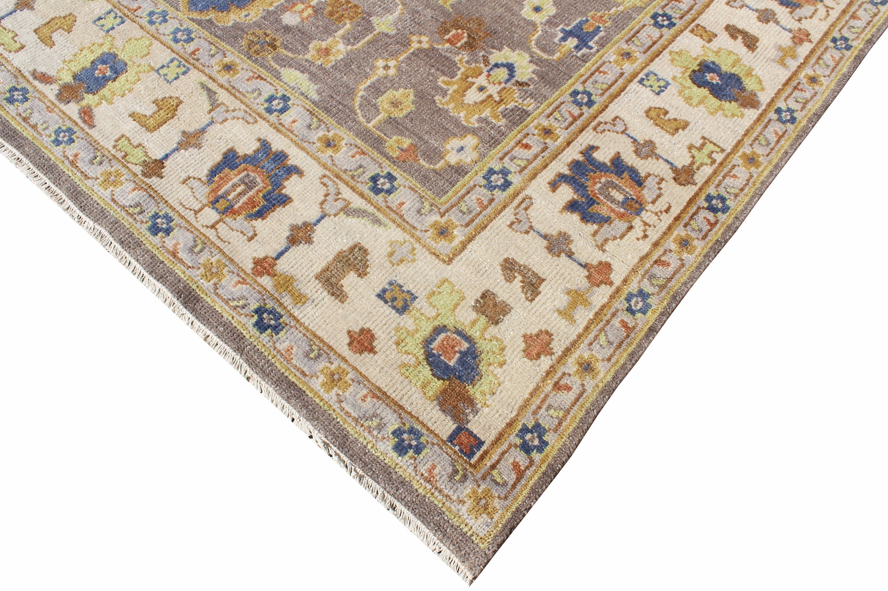 8x10 Hand-Knotted Wool Rug | Earthy Taupe & Oushak Inspired Design