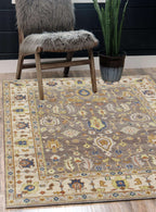 8x10 Hand-Knotted Wool Rug | Earthy Taupe & Oushak Inspired Design