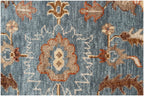 8x10 Hand-Knotted Wool Oushak Rug | Serapi-Inspired Blue & Ivory