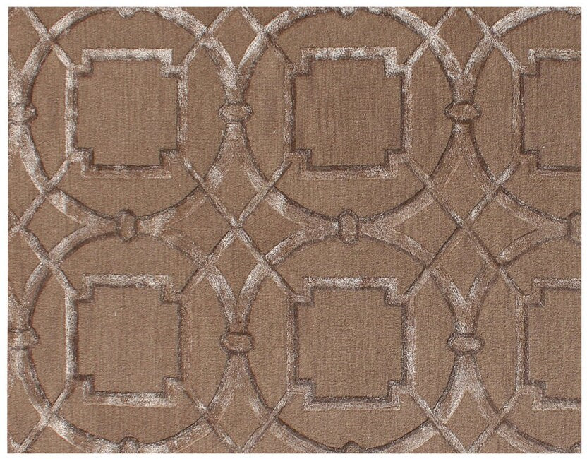 Hand Tufted Brown Wool & Viscose Rug, Geometric Modern Design