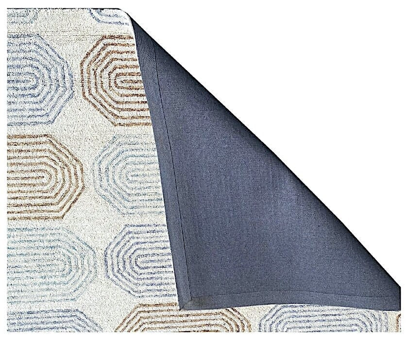 Hand Tufted 5X8 8X10   Ivory Multi wool  geometric pattern lopped pile modern rug.