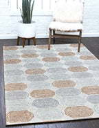 Hand Tufted 5X8 8X10   Ivory Multi wool  geometric pattern lopped pile modern rug.