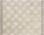 Hand Tufted Ivory Wool Rug, Geometric Modern Minimalist Design