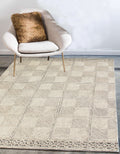 Hand Tufted Ivory Wool Rug, Geometric Modern Minimalist Design