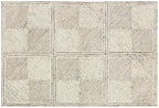 Hand Tufted Ivory Wool Rug, Geometric Modern Minimalist Design