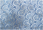 5X8 Hand Tufted Denim Blue Wool Rug, Floral Damask Design