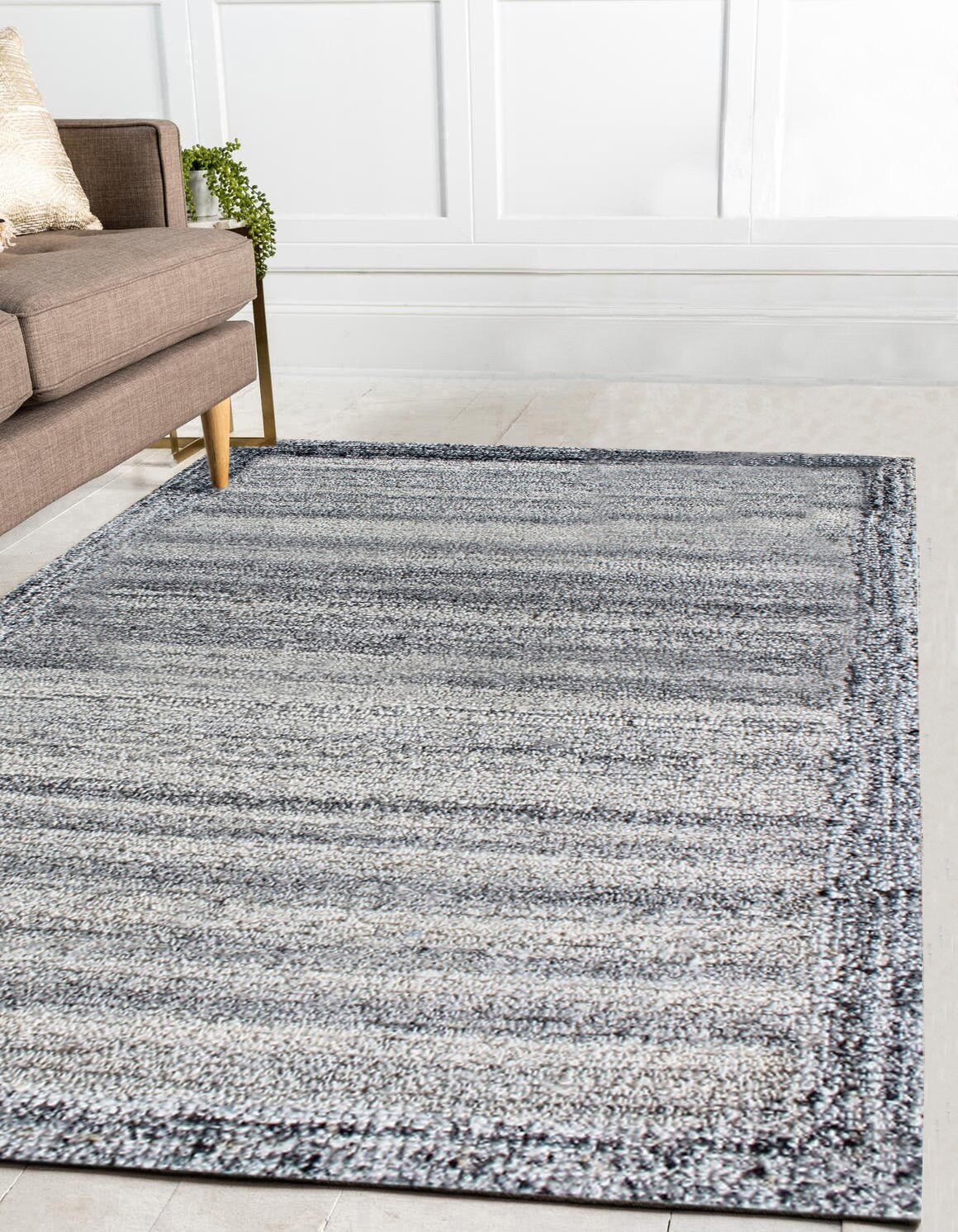 Hand Tufted 5X8 8X10 Grey Modern design rug for living room, minimalist rug