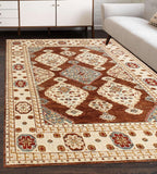 8x10 Luxurious Hand Knotted Brown Ivory/cream Wool Oriental Rug