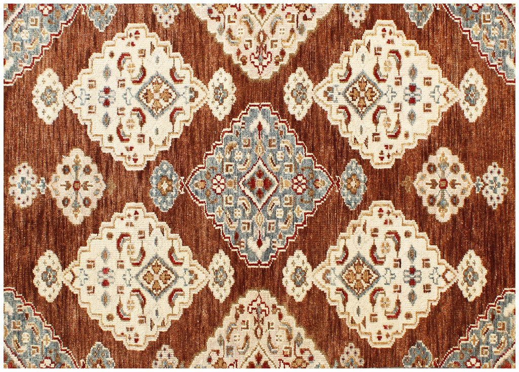 8x10 Luxurious Hand Knotted Brown Ivory/cream Wool Oriental Rug