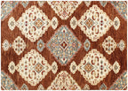 8x10 Luxurious Hand Knotted Brown Ivory/cream Wool Oriental Rug