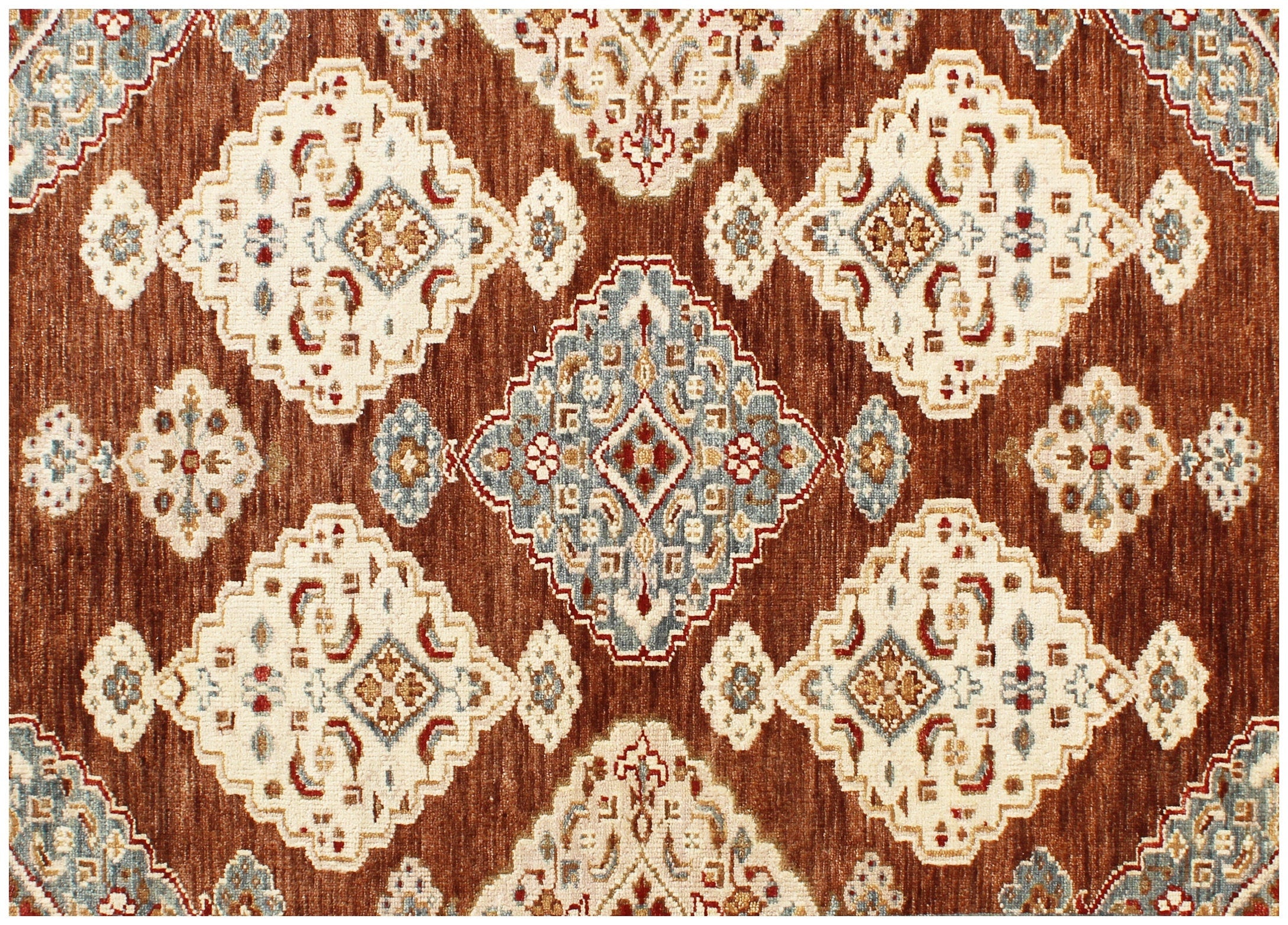 8x10 Luxurious Hand Knotted Brown Ivory/cream Wool Oriental Rug