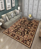8x11 ft Hand-Tufted Wool Area Rug - Traditional Espresso & Sage Floral
