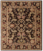 8x11 ft Hand-Tufted Wool Area Rug - Traditional Espresso & Sage Floral