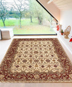 8x11 ft Hand-Tufted Wool Serapi Style Rug - 5x8 ft Cream & Rust Red rug