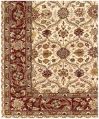 8x11 ft Hand-Tufted Wool Serapi Style Rug - 5x8 ft Cream & Rust Red rug