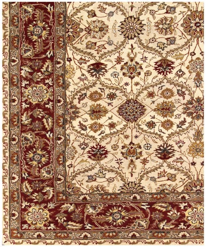 8x11 ft Hand-Tufted Wool Serapi Style Rug - 5x8 ft Cream & Rust Red rug
