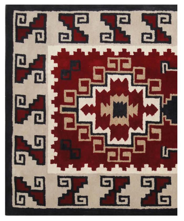 Hand Tufted 5X8 and 8X11 Red Beige Wool Pile Tribal pattern rug for living room, bedroom and dining room Christmas rug