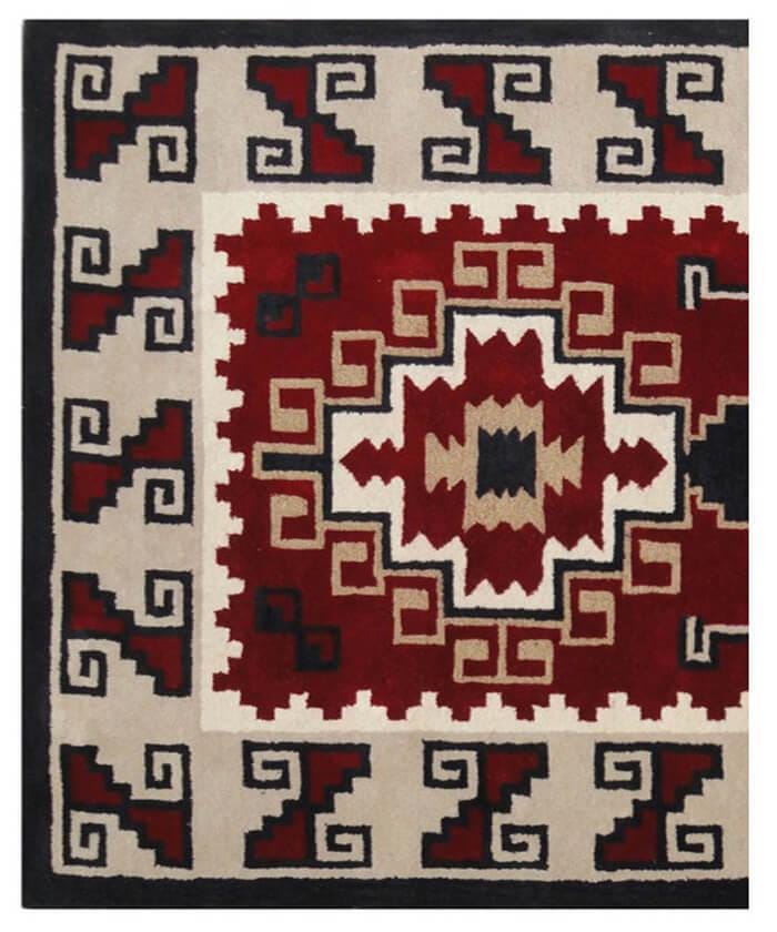 Hand Tufted 5X8 and 8X11 Red Beige Wool Pile Navajo rug for living room