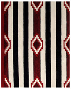 Hand Tufted 5X8 and 8X11 Ivory Black Wool Tribal pattern rug for living room