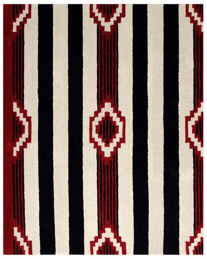 Hand Tufted 5X8 and 8X11 Ivory Black Wool Tribal pattern rug for living room