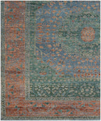 Antique-Inspired Mamluk Hand-Knotted Wool Rug – Sage & Terracotta