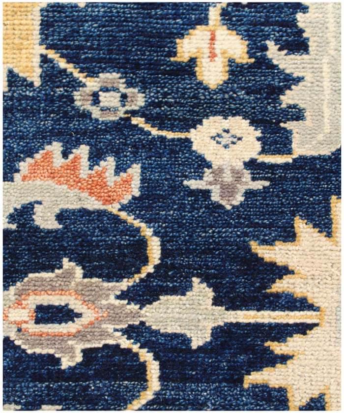 9x12 Hand-Knotted Navy & Cream Wool Rug | Traditional Oushak-Inspired Area Rug