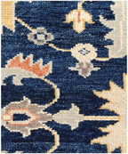 9x12 Hand-Knotted Navy & Cream Wool Rug | Traditional Oushak-Inspired Area Rug
