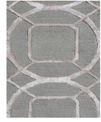Hand Tufted 5X8, 8X11 Silver, Charcoal & Green wool and viscose  geometric pattern modern rug for living room, bedroom and dining room