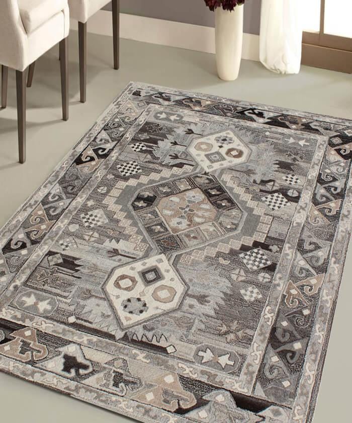 Hand Tufted 5X8 Natural Wool Geometrical modern rug for living room