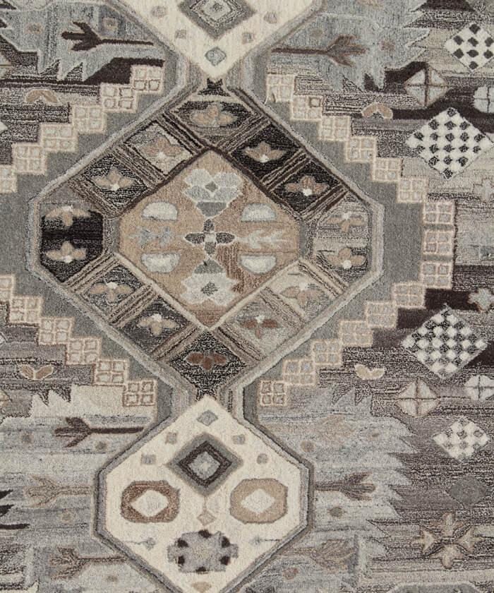 Hand-Tufted Geometric Tribal Rug | Earthy Neutral Tones
