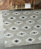 Hand Tufted 5X8 & 8X11 Natural Wool Geometric pattern rug for living room