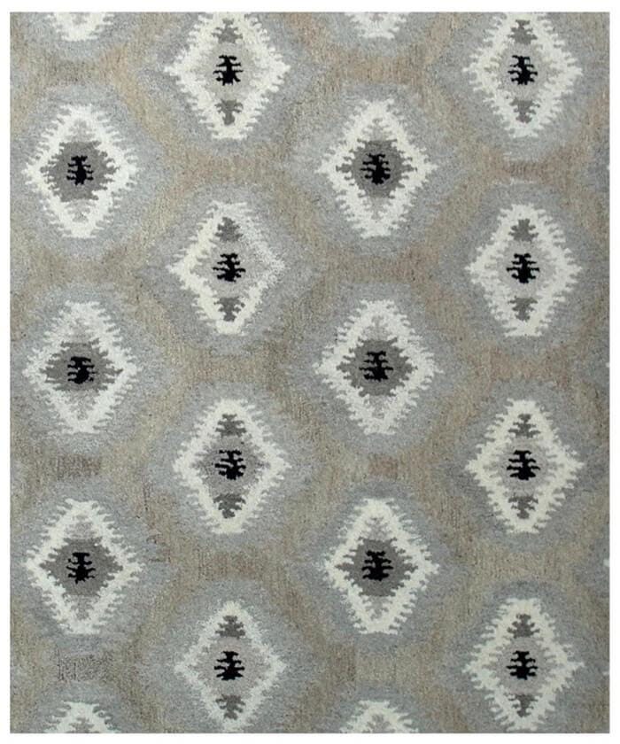 Hand Tufted 5X8 & 8X11 Natural Wool Geometric pattern rug for living room