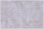 Modern Distressed Silver Handloom Rug | Wool & Bamboo Silk Blend