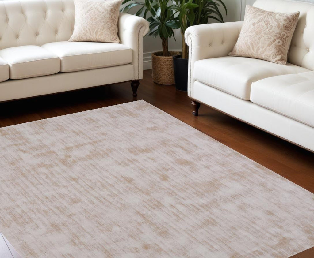 Modern Distressed Beige Rug | Premium Tencel & Handloom Wool