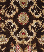 8x11 ft Hand-Tufted Wool Area Rug - Traditional Espresso & Sage Floral