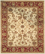8x11  Red & Cream Oriental Hand Tufted Wool Rug