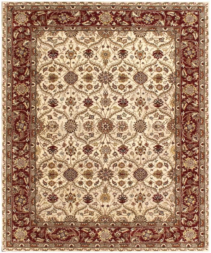 8x11 ft Hand-Tufted Wool Serapi Style Rug - 5x8 ft Cream & Rust Red rug