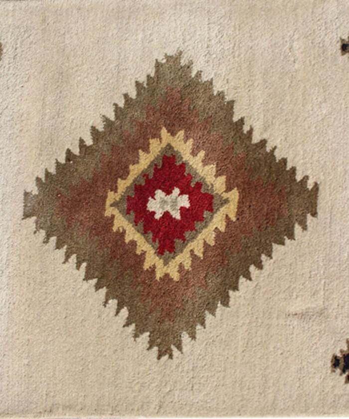 Hand Tufted 5X8 and 8X11 Ivory Black Wool Tribal pattern rug for living room, bedroom and dining room