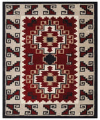 Hand Tufted 5X8 and 8X11 Red Beige Wool Pile Tribal pattern rug for living room, bedroom and dining room Christmas rug