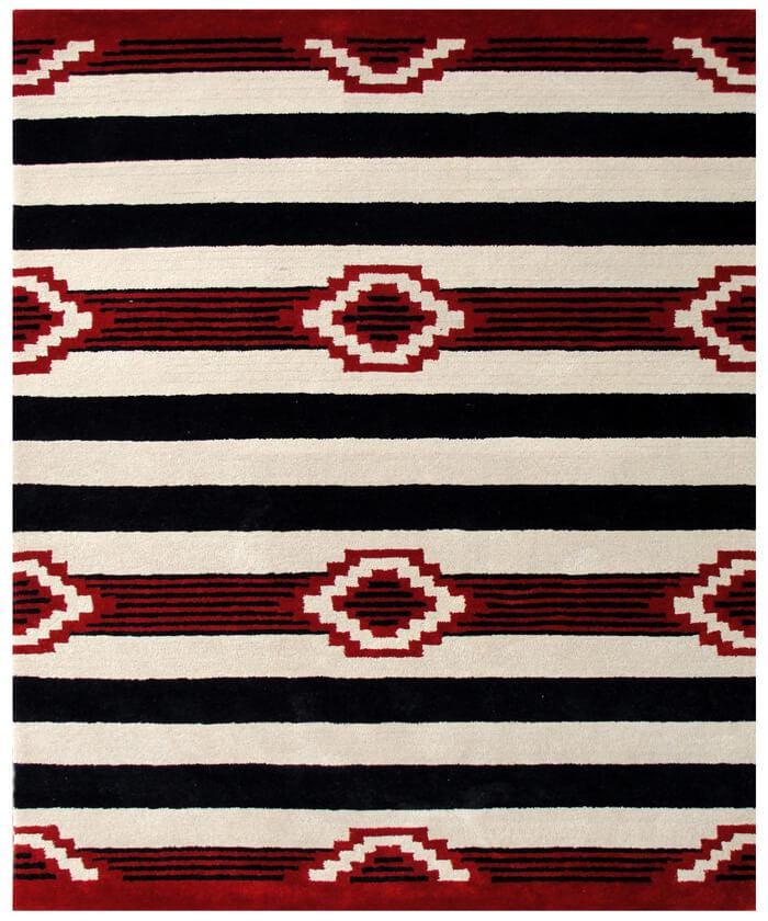 No tariff Hand Tufted 5X8 and 8X11 Ivory Black Wool Tribal pattern rug for living room, bedroom and dining room Christmas rug