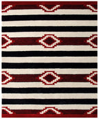 Hand Tufted 5X8 and 8X11 Ivory Black Wool Tribal pattern rug for living room