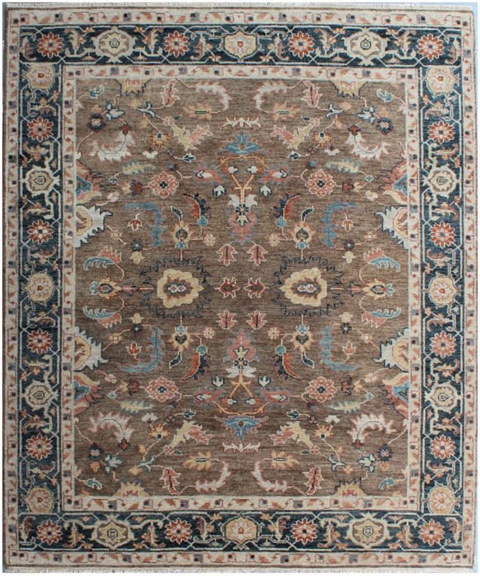 Authentic Hand-Knotted Wool Persian Rug | Earthy Brown & Navy Border