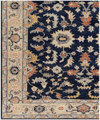 9x12 Hand-Knotted Navy & Cream Wool Rug | Traditional Oushak-Inspired Area Rug