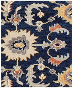 9x12 Hand-Knotted Navy & Cream Wool Rug | Traditional Oushak-Inspired Area Rug
