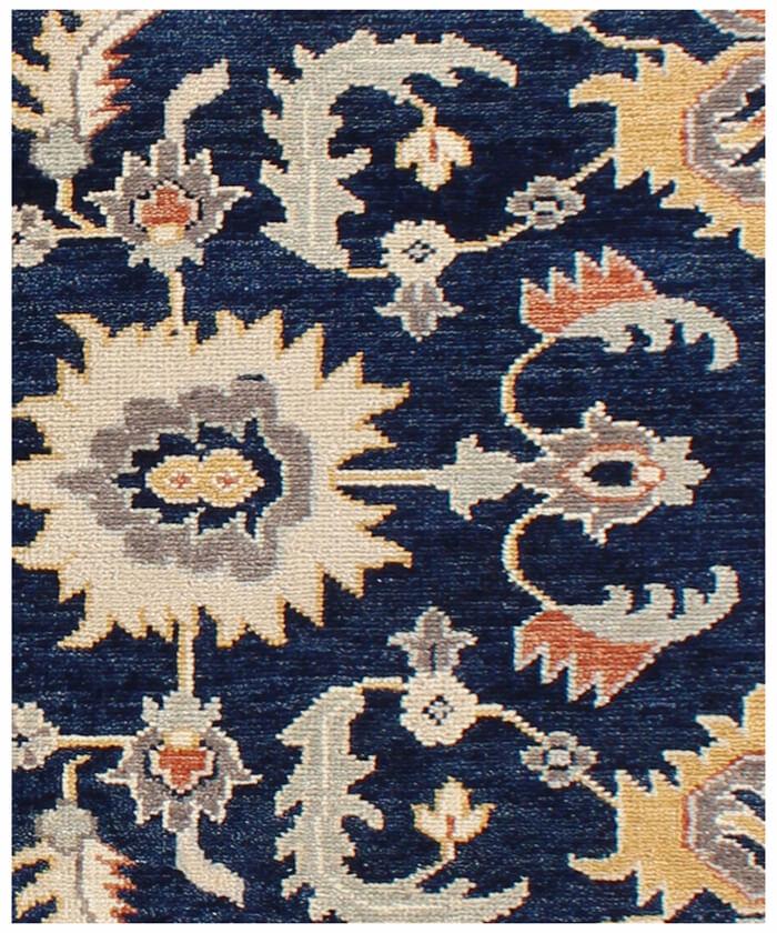9x12 Hand-Knotted Navy & Cream Wool Rug | Traditional Oushak-Inspired Area Rug