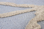 Hand Tufted 5X8  8X10  Blue Beige  wool  geometric modern rug for living room, bedroom and dining room