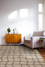 Hand Tufted 5X8  8X10 Brown Grey  wool  geometric modern rug for living room, bedroom and dining room