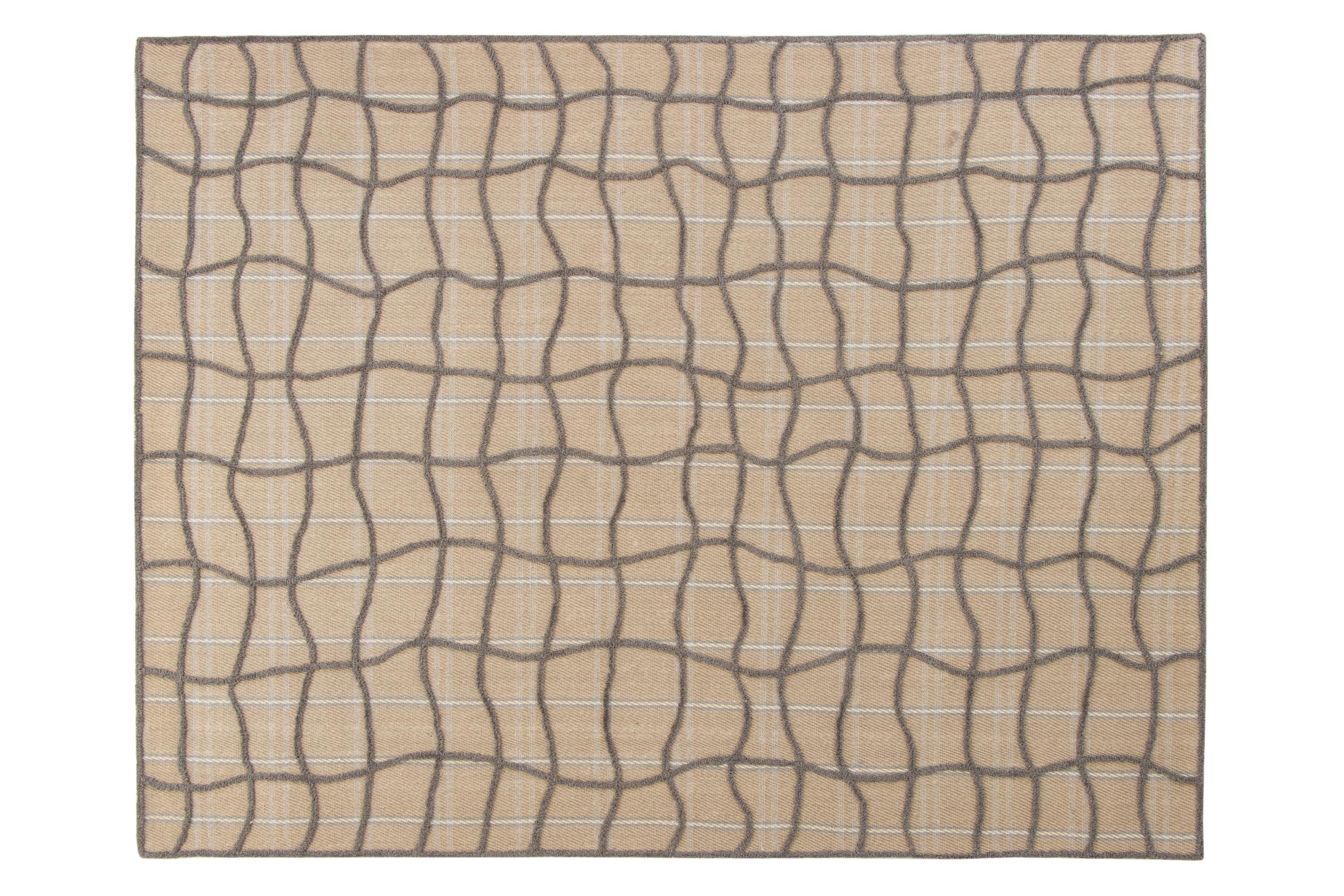 Hand Tufted 5X8  8X10 Brown Grey  wool  geometric modern rug for living room, bedroom and dining room