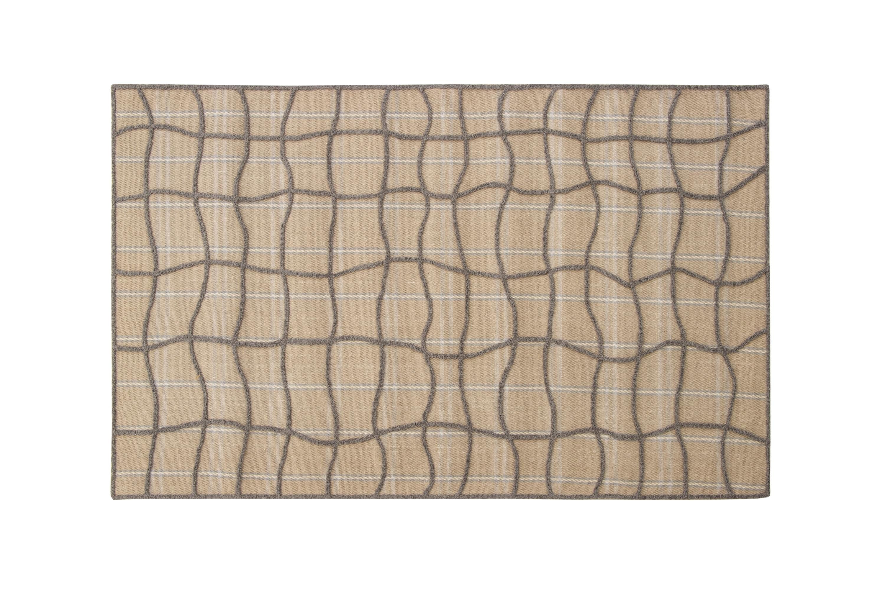 Hand Tufted 5X8  8X10 Brown Grey  wool  geometric modern rug for living room, bedroom and dining room