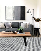 Modern Geometric Hand-Tufted Wool Rug | Abstract Striped Area Rug for Living Room & Bedroom
